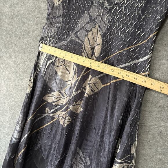 Komarov Sleeveless Dress Womens XL Black Silver Charmeuse Chiffon Fit‎ Flare - Picture 7 of 8